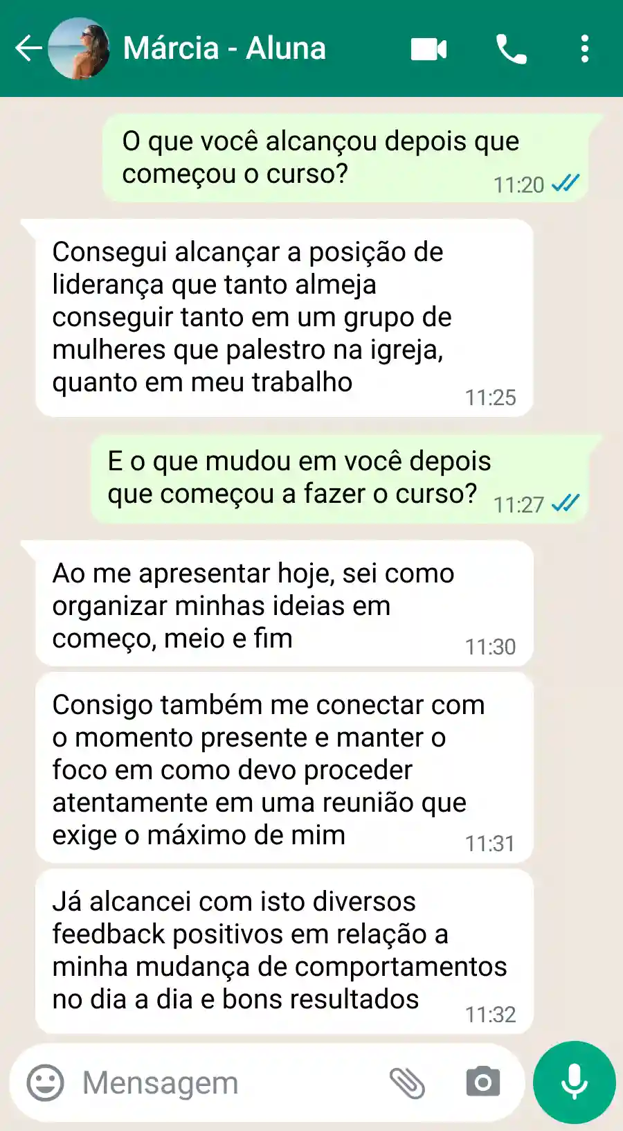 Depoimento de aluna da Evolive